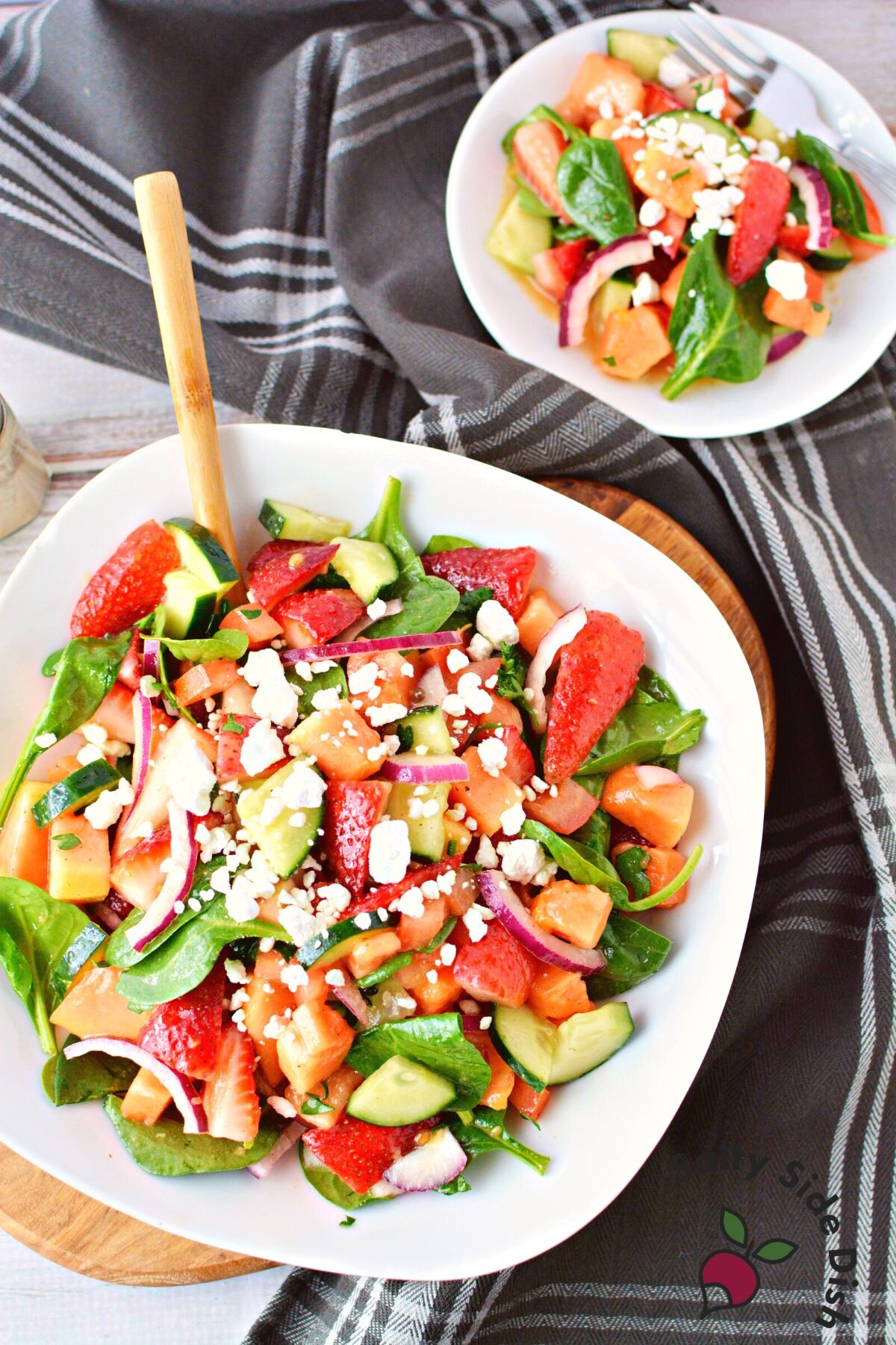 bowl of summer papaya salad with bowl.