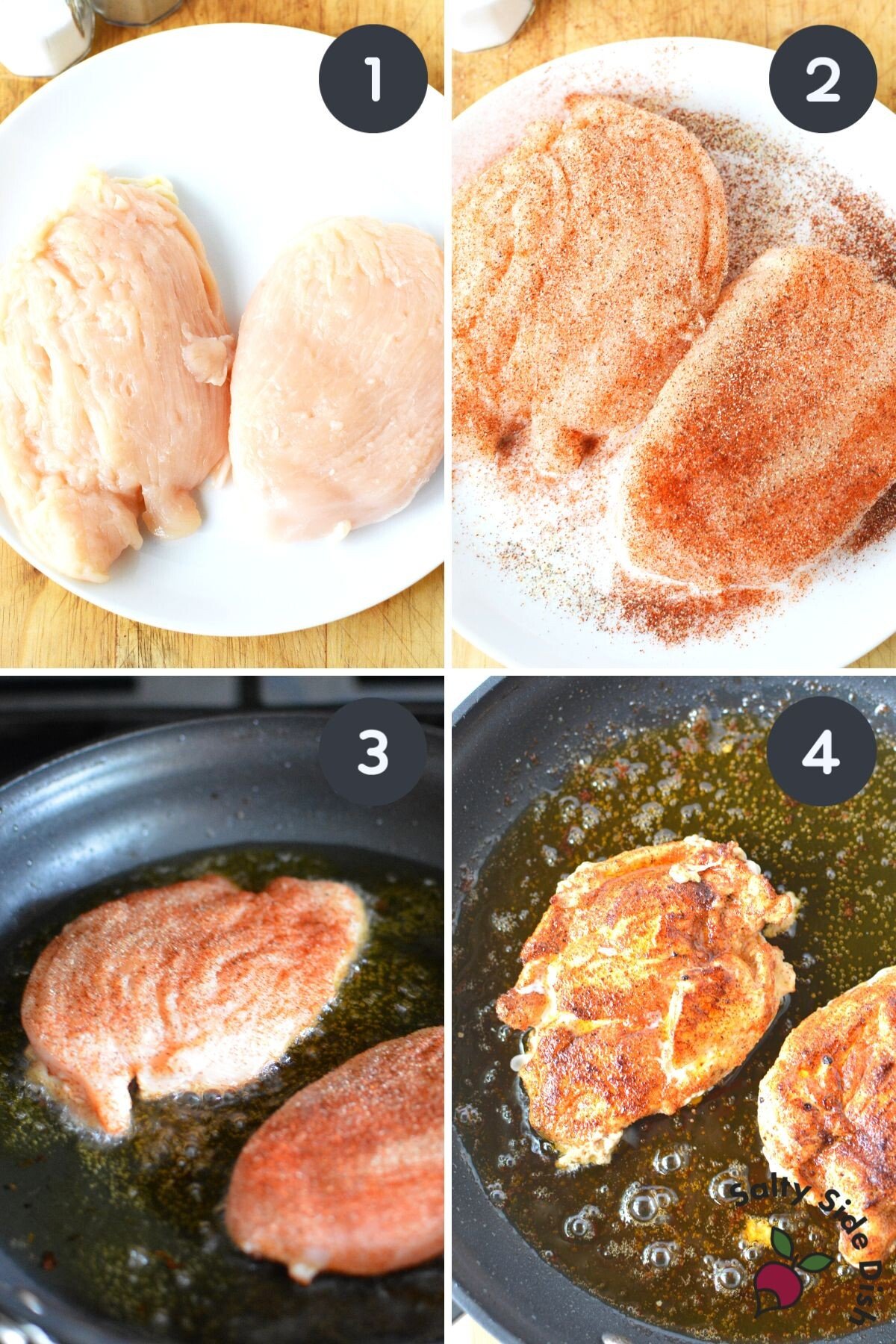 how to pan fry and oven make chicken breasts with cast iron.