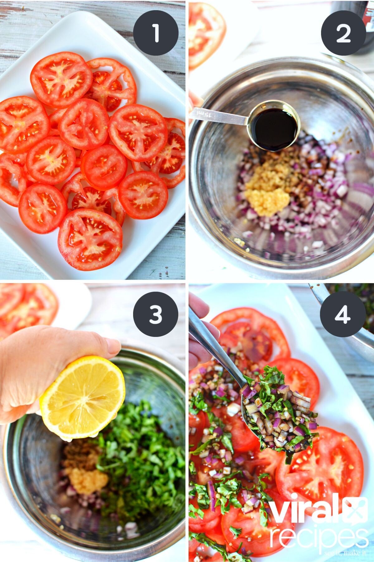 sliced tomato salad with red onions.