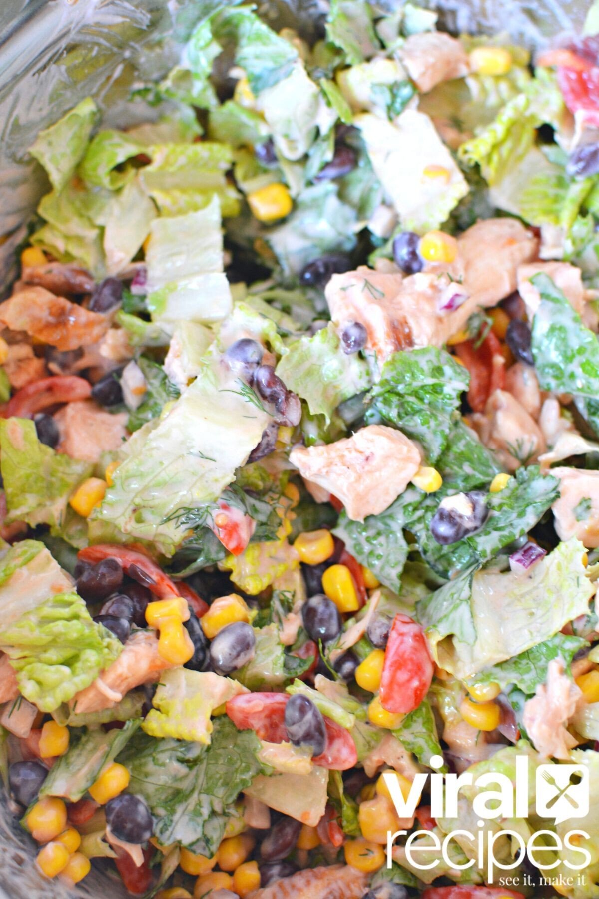 viral salad recipe mixed in a bowl.