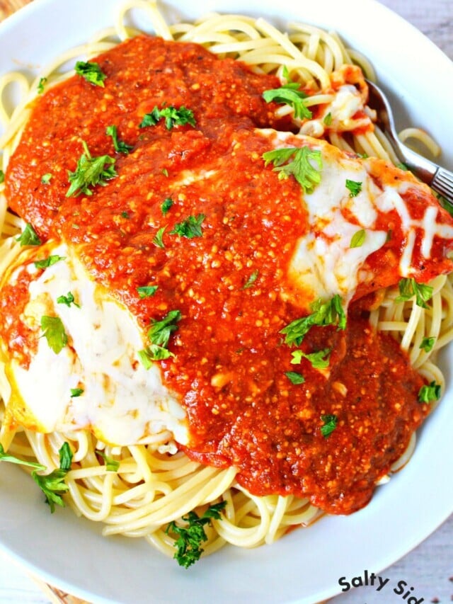 Baked Chicken Parmesan without Breading!