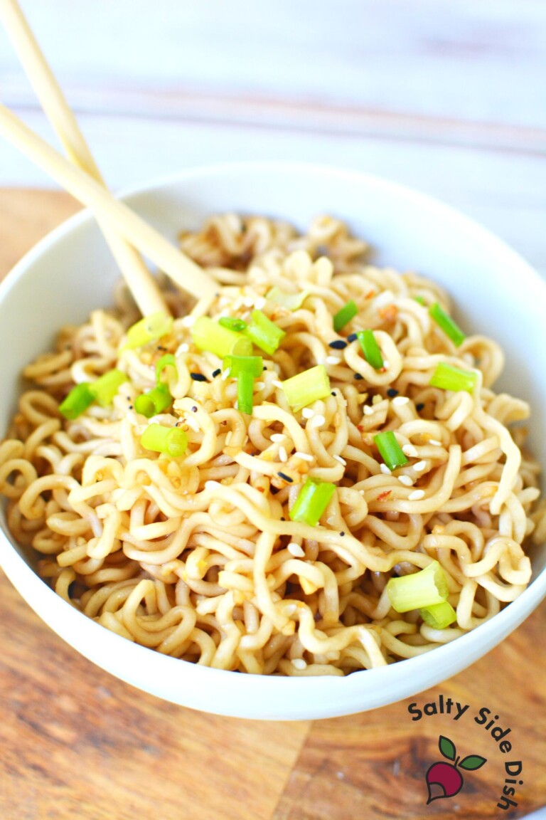 TikTok Garlic Sesame Noodles with Ramen Salty Side Dish