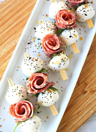 salami rose skewers.