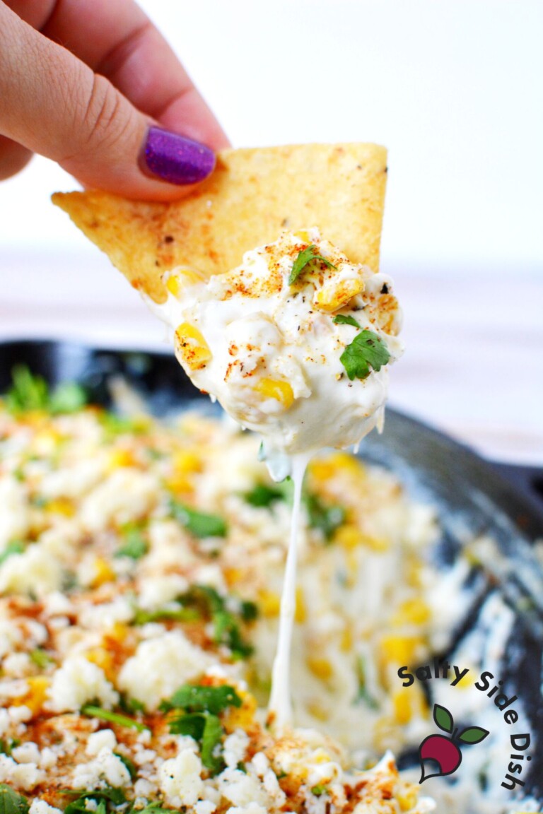 Warm Elote Dip Mexican Street Corn Appetizer Salty Side Dish