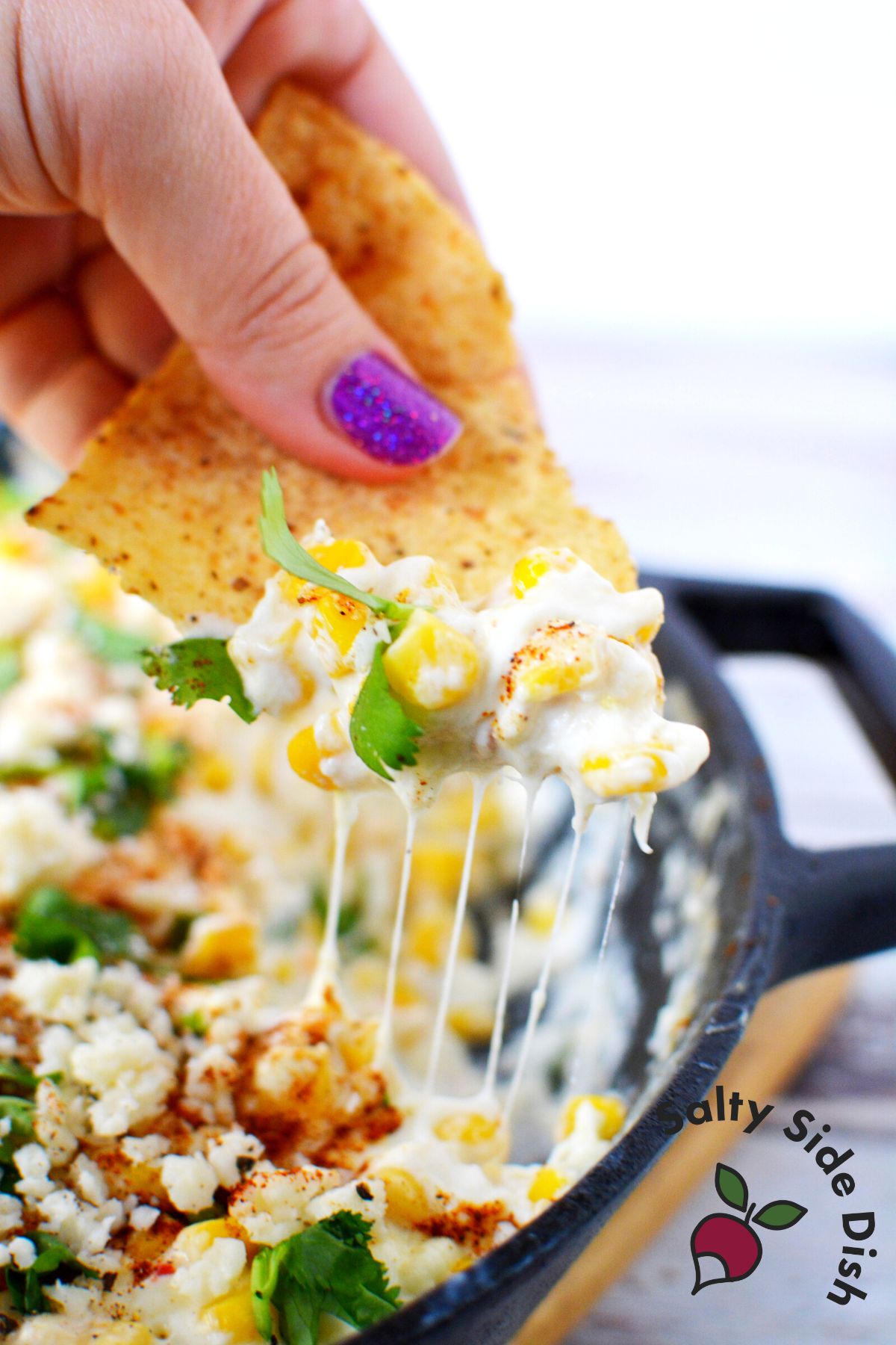 Warm Elote Dip Mexican Street Corn Appetizer Salty Side Dish