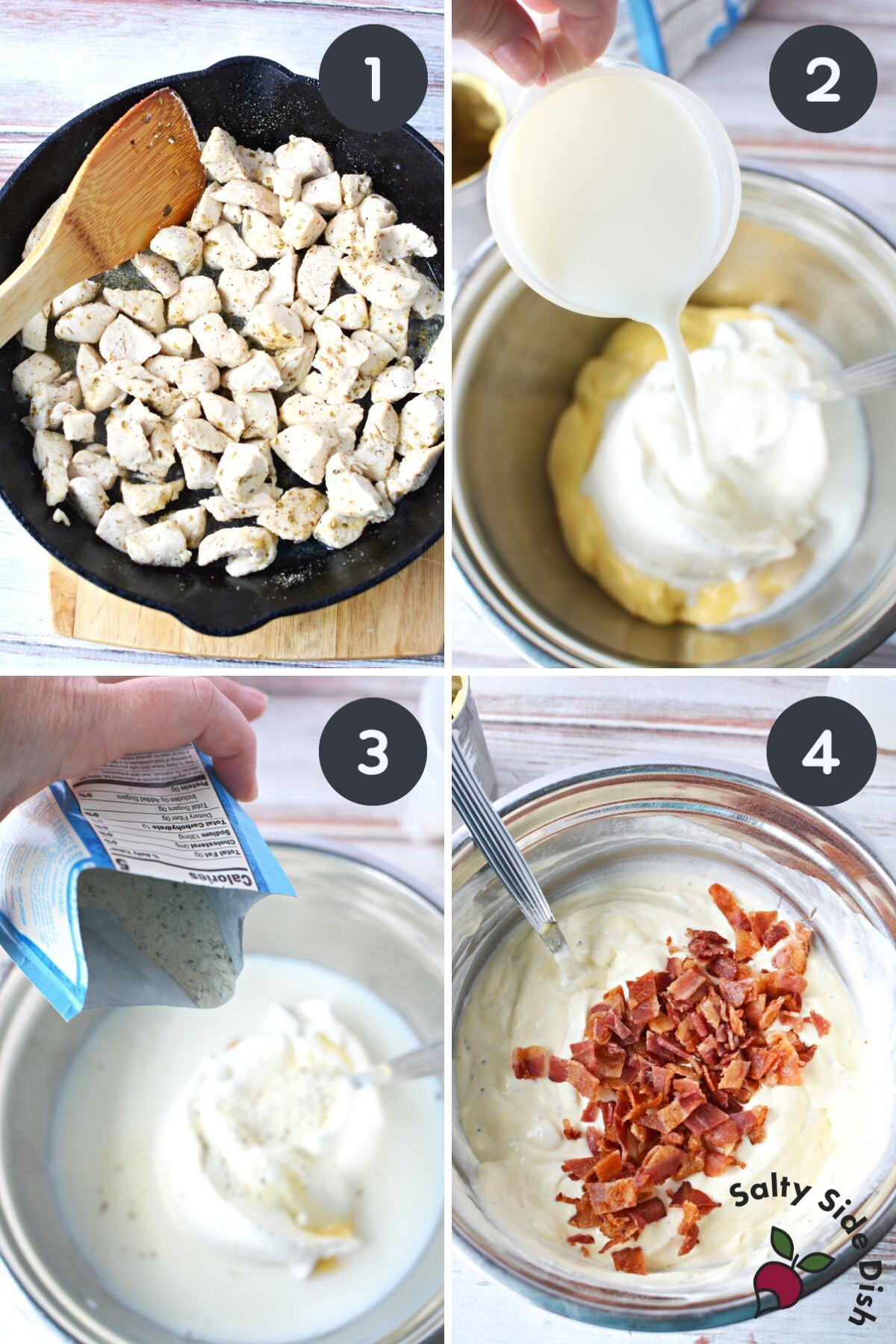 adding all ingredients for casserole in a mixing bowl.