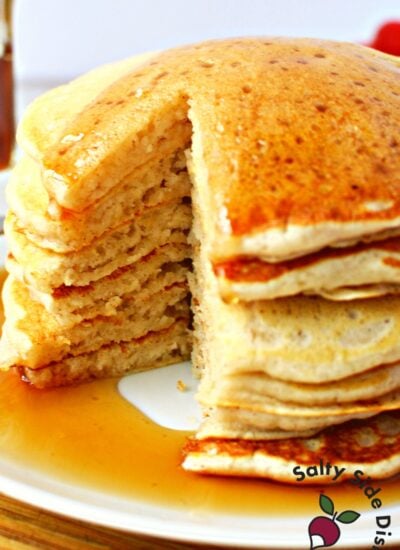 stack of cut pancakes.
