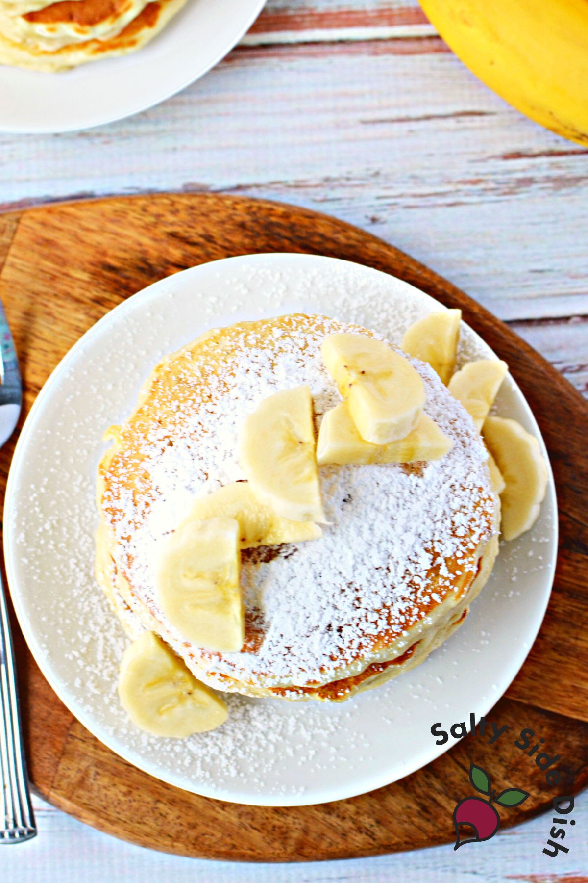 perfect plate with pancakes and bananas.