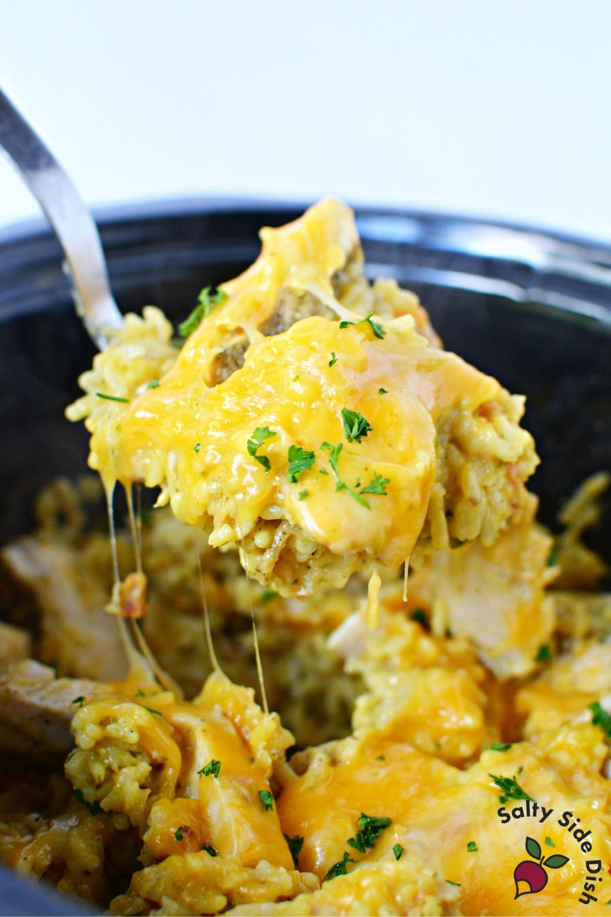 recipes for rice and chicken with a spoon of the dinner.