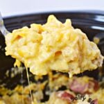 cheesy spoon w/ sausage and potatoes.