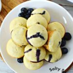 mini blueberry muffins on a plate.