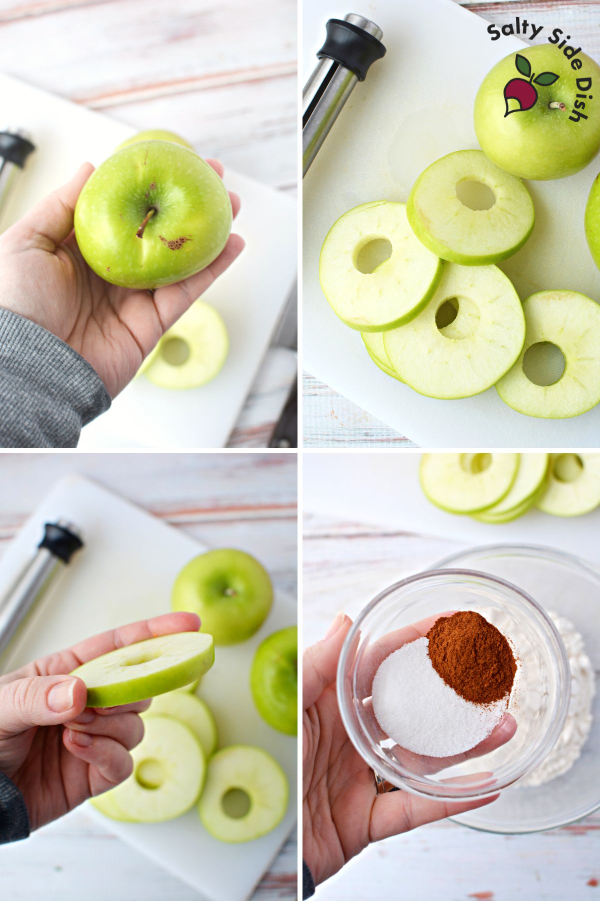 slicing apples and making cinnamon sugar dip.