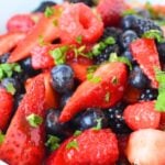 mixed berries from leftover fruit salad are a great cheesecake topping idea.