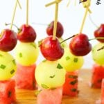watermelon mojitos on a skewer.