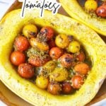 Oven-baked spaghetti squash with feta cheese and tomatoes