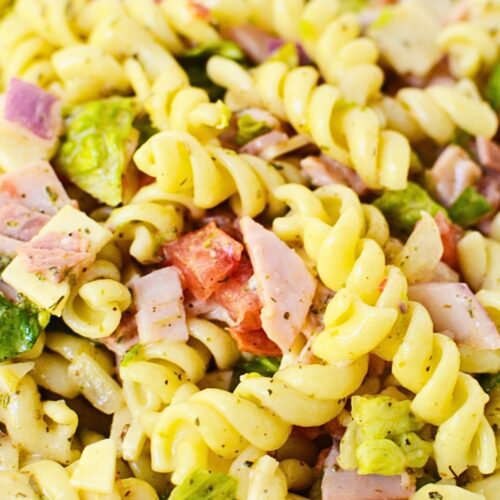 pasta salad with Italian Chopped Slider Ingredients.