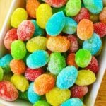 huge bowl of colored sour patch grapes recipe.