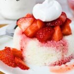 recipe for strawberry shortcake made with angel food cake.