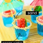 ocean jello shots with graham cracker rims.