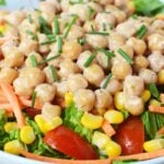 how to make a chickpea salad with bbq ranch and chopped vegetables.