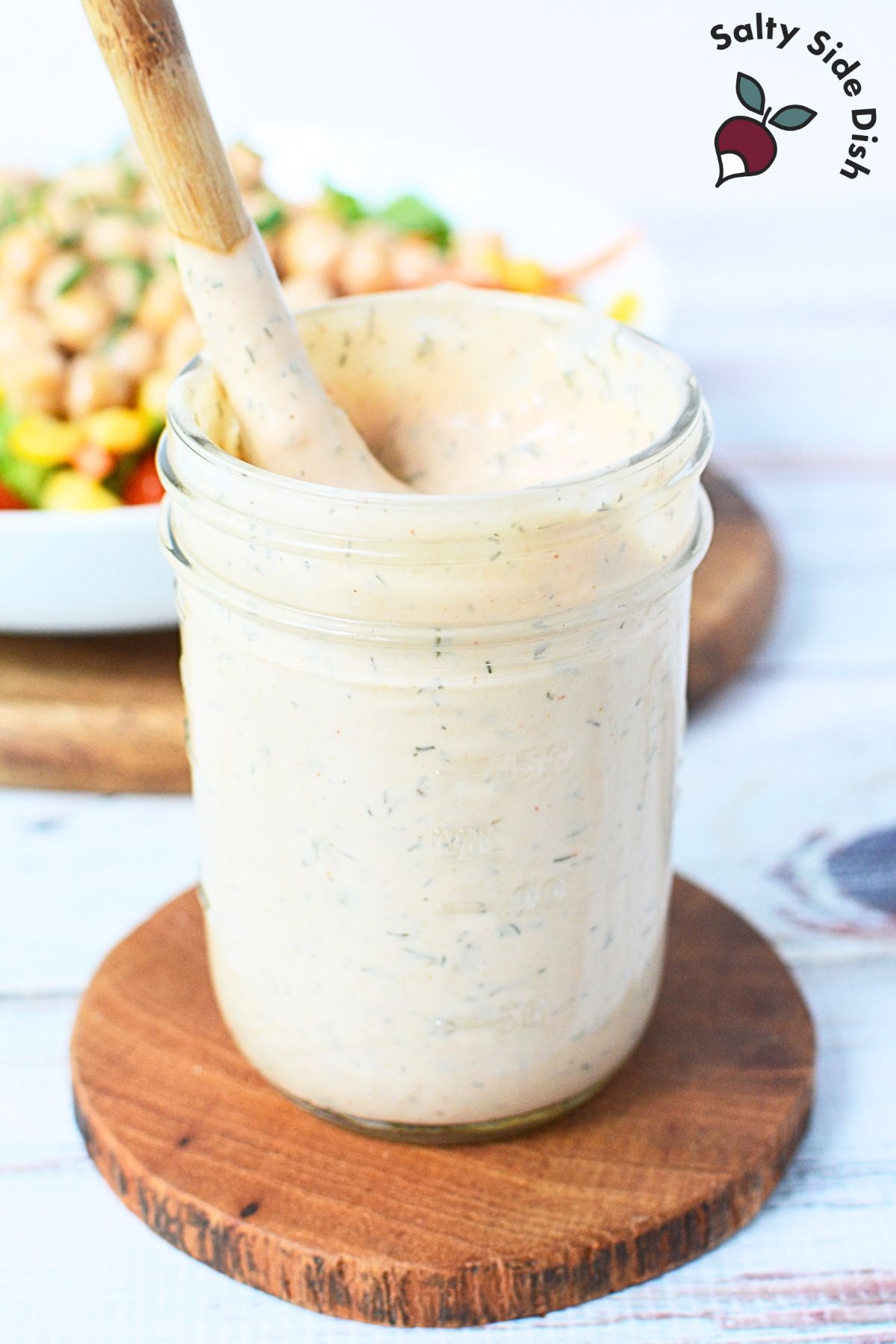 bbq ranch salad dressing in a jar.