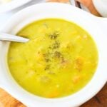 ham and split pea soup recipe ready to serve.