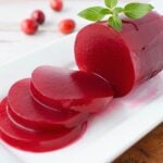jellied cranberry sauce with sliced pieces like a can.
