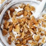oatmeal cream pie dip recipe mixed into cream cheese and mixed whipped topping.