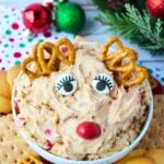 bowl of reindeer dip on a party display.