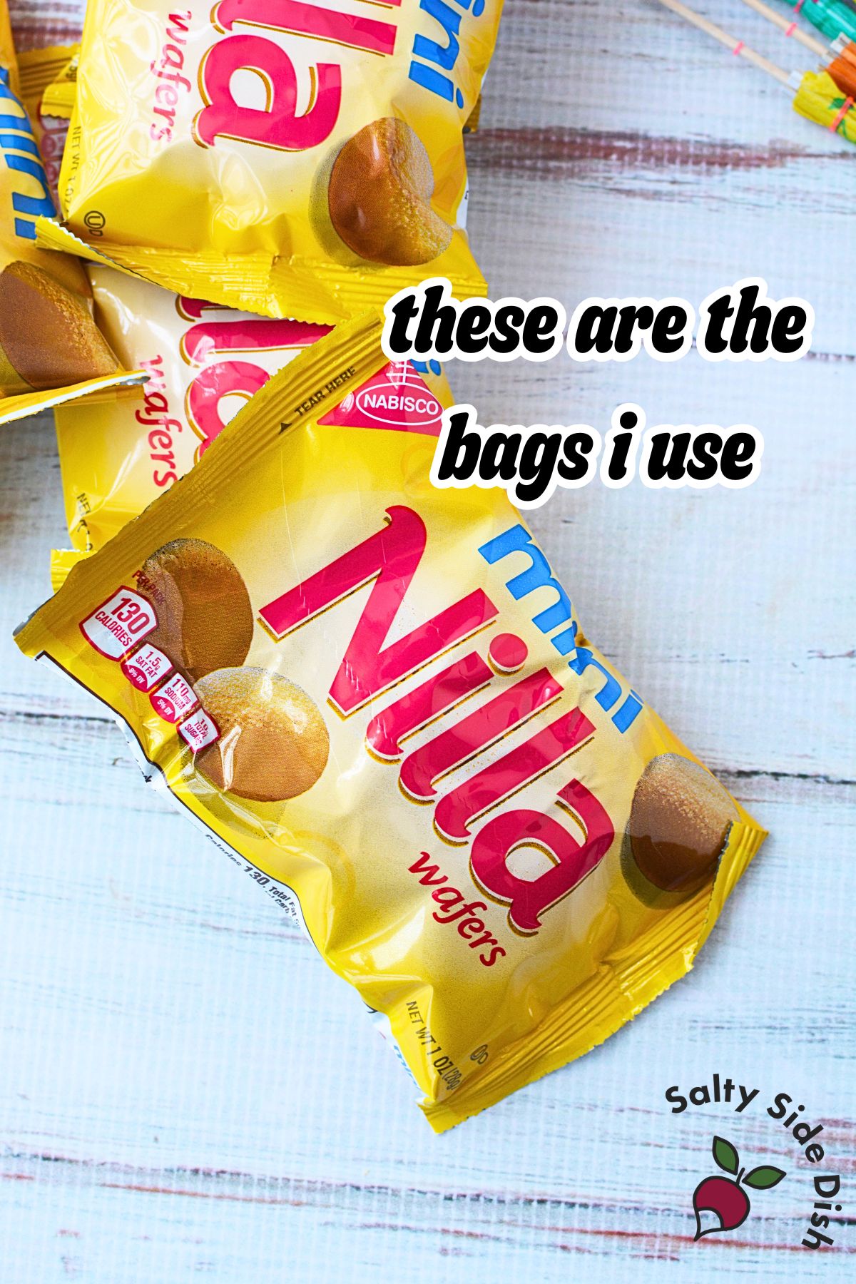 Mini Nilla Wafer cookie bags used for walking sand pudding cups