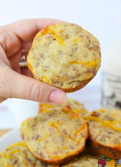 Hand holding a homemade McGriddle muffin ready to eat