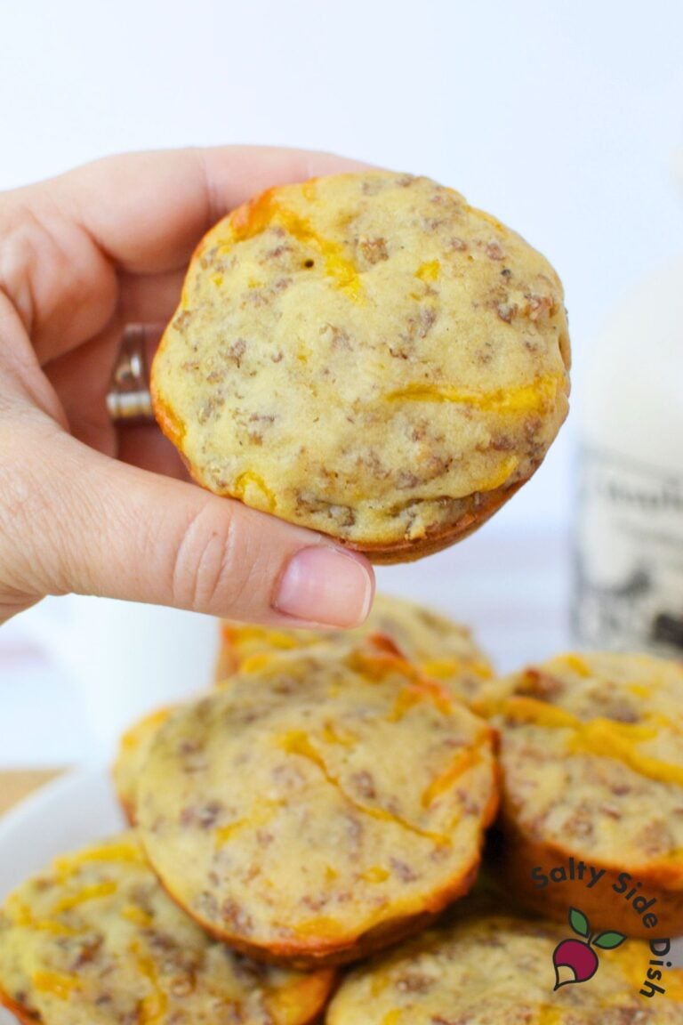 Hand holding a homemade McGriddle muffin ready to eat