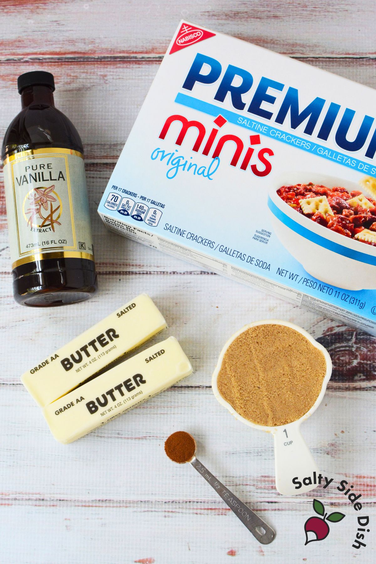 all ingredients for the saltine cracker mix.
