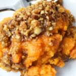 full recipe card for sweet potato casserole from ruth chris homemade in your own kitchen.