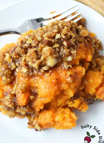 full recipe card for sweet potato casserole from ruth chris homemade in your own kitchen.