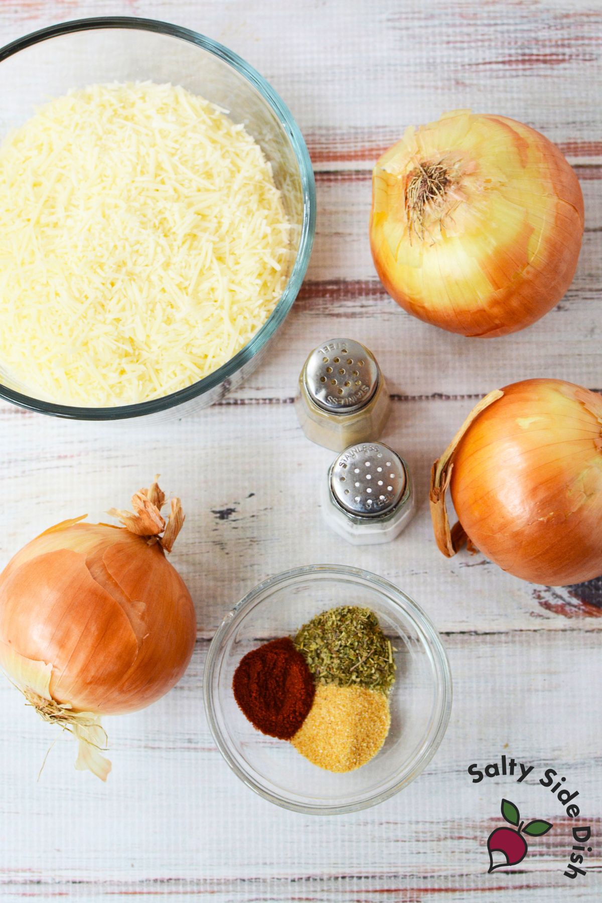 viral onion rings ingredients on a table.