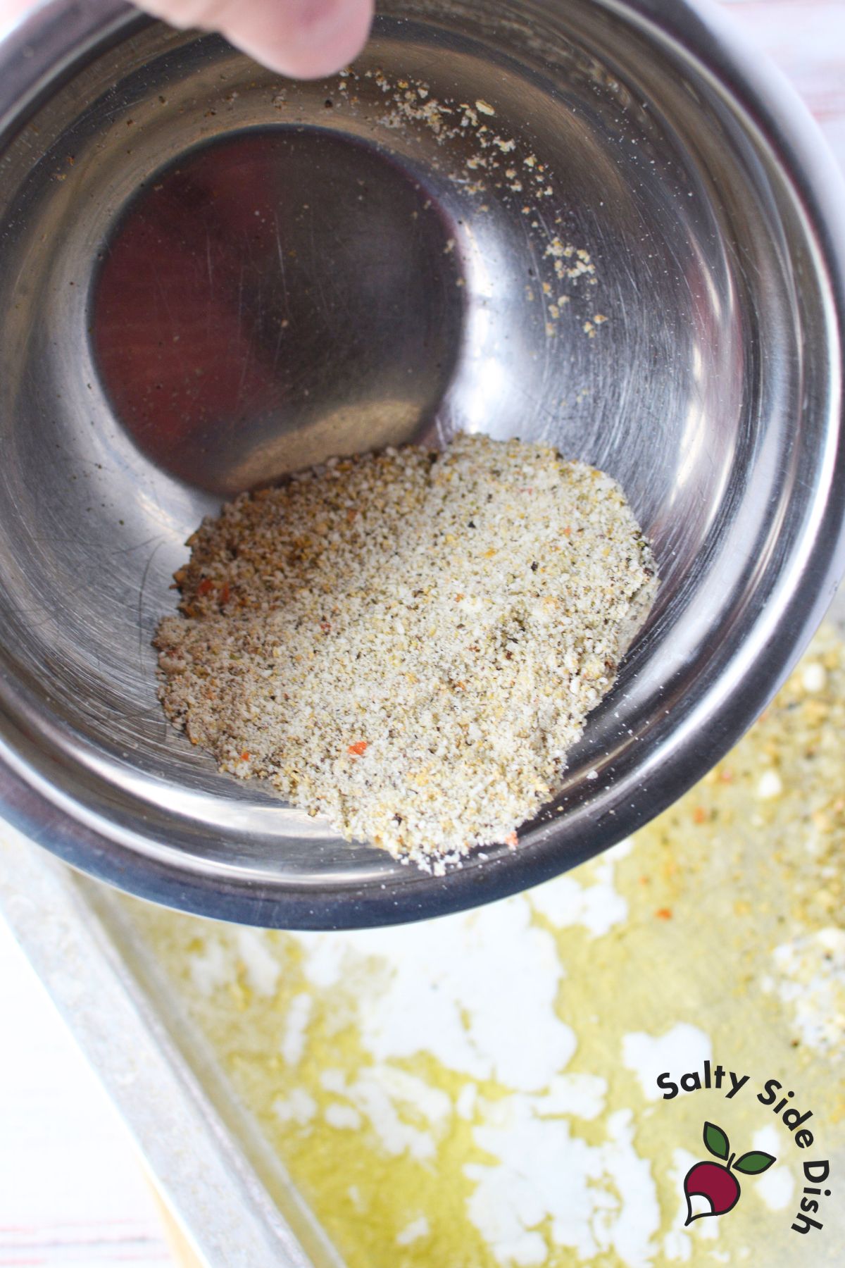 Parmesan cheese mixed with herb seasoning, salt, and pepper for butter roasted zucchini