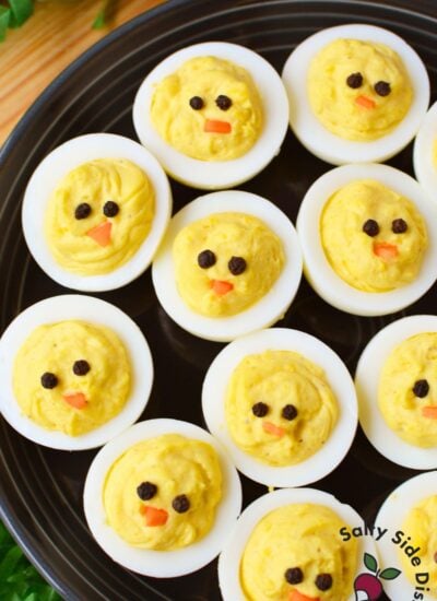 chick deviled eggs for easter.
