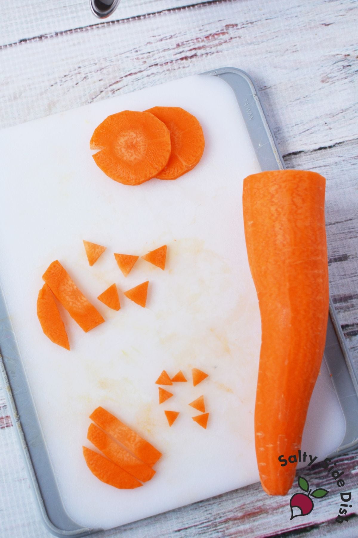 fresh carrot sliced into rounds then cut into small triangles for chick beaks and feet for mini cheeseball bites