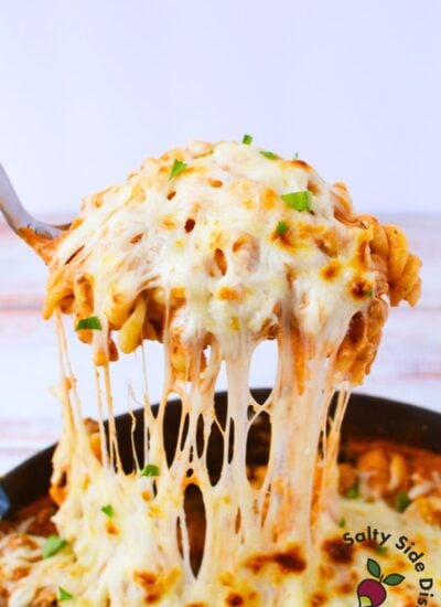 ground beef and pasta recipe with rotini in creamy tomato cream cheese sauce