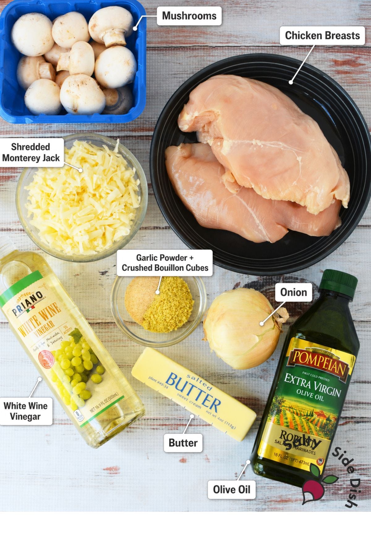 Texas Roadhouse Smothered Chicken ingredients that are labeled.